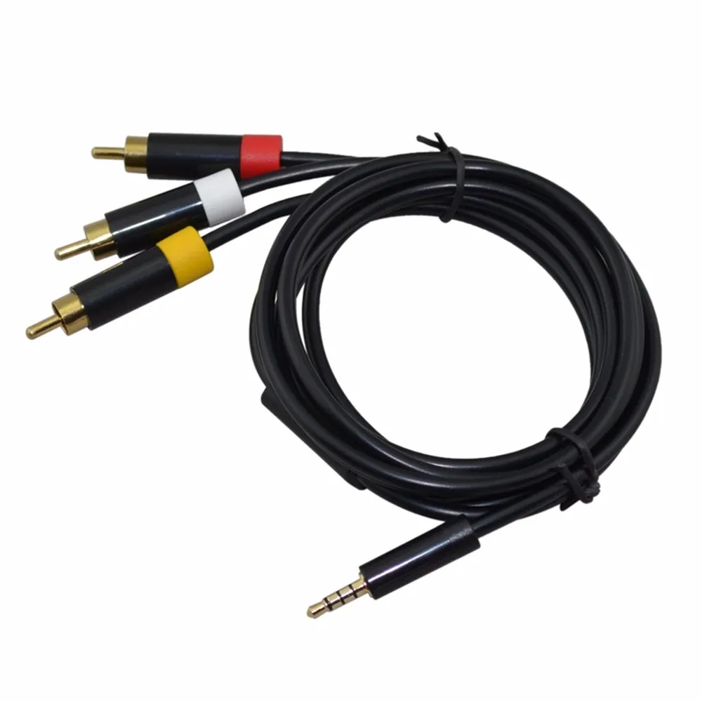 1.8m 3.5mm Male to A/V + L/R Video AV Cable Cord for XBox 360 E video audio cable DHL FEDEX UPS 