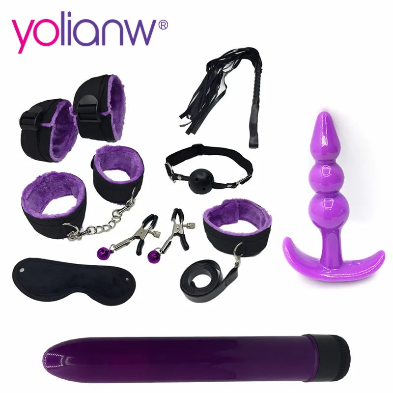 Sex Shop Vibrator Bullet z Bondage Set Sexy Zabawki Ręka I Whip Kobieta Kołnierz Love Sex Eximate Produkty erotyczne dla dorosłych Y18102405