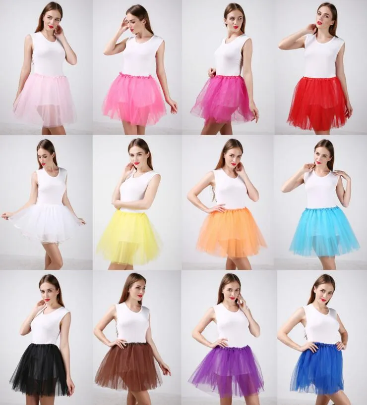 Vuxen Tutu kjol Kvinnor Tulle Dance Tutu Girls Princess Long Kjol Halloween Fancy Tutus Klä upp Kjolar 40cm