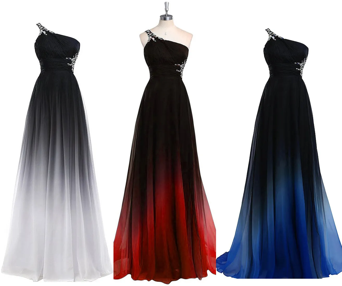 Qatar 2023 Gradient Long A Line Chiffon Ombre Evening Gown Floor Length
