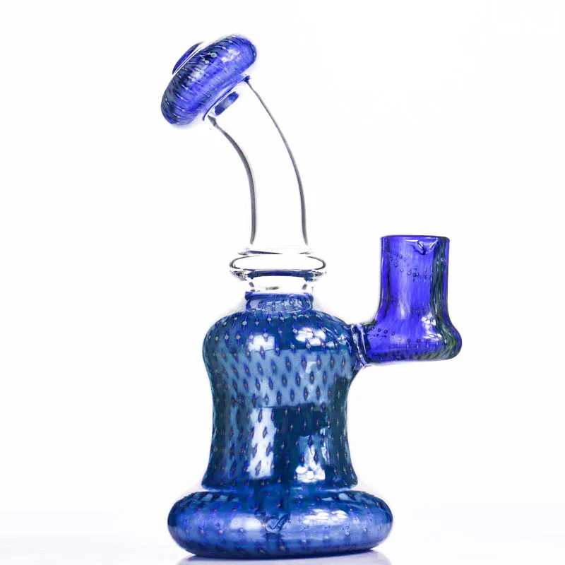 Hookahs 6.1 '' Mini Blue Bong Handwork DAB Rigs Vattenrör Rigg Vackra glasbonar