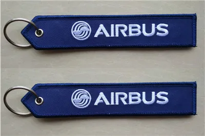 Porte-clés brodé en tissu avec Logo Airbus, 13x2.8cm, de 100 pièces