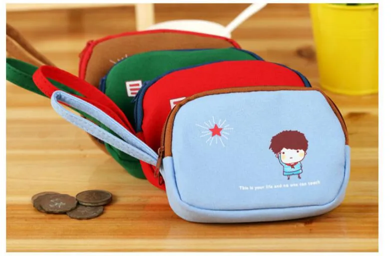 Korean Girls Canvas Coin Bags Women Key Wallets Cute Cartoon Mini Coin Purse Children Kids Gifts