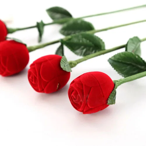 여자들의 선물 참 빨간 장미 꽃 반지 상자 파티 웨딩 귀걸이 펜던트 보석 선물 케이스 디스플레이 팩 박스