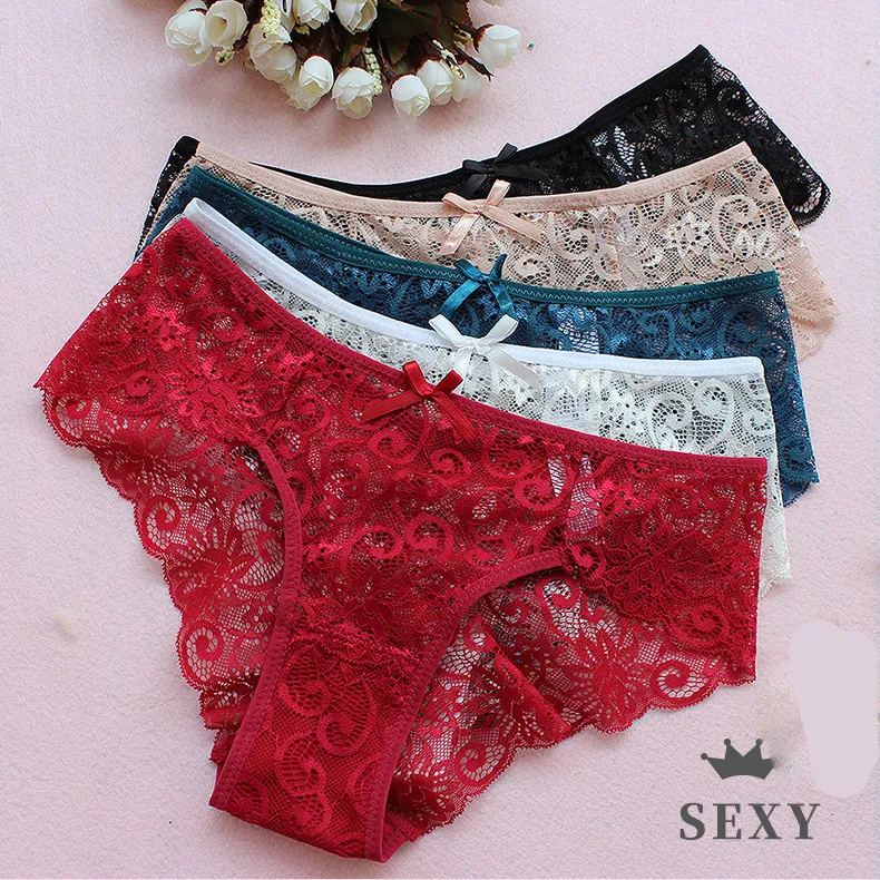 Mulheres Briefs Calcinhas Sexy Summer Lace Underwear underwear mulheres atam Low Para Lady Black White