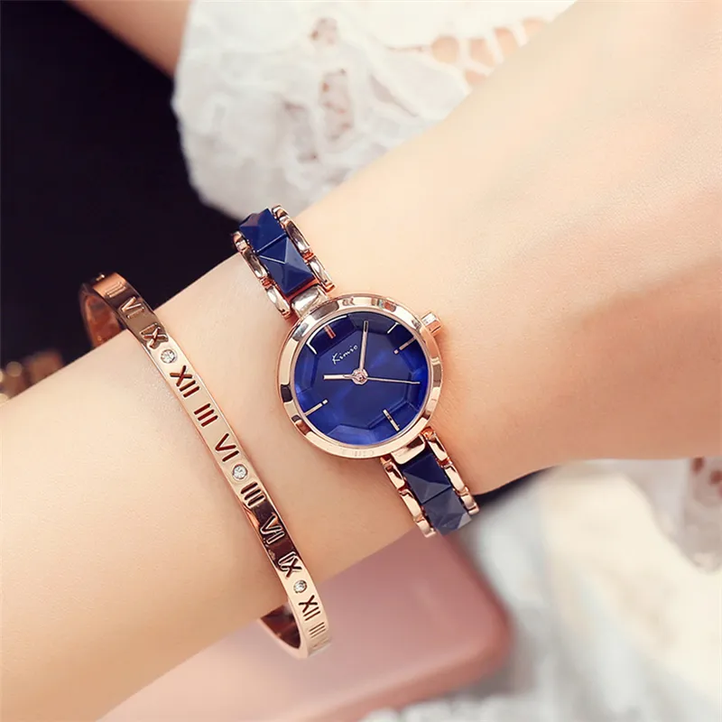 Kobiety ceramiczna bransoletka zegarek Proste Głębokie Blue Wristwatch Panie Casual Sukienka Zegarki Zegar