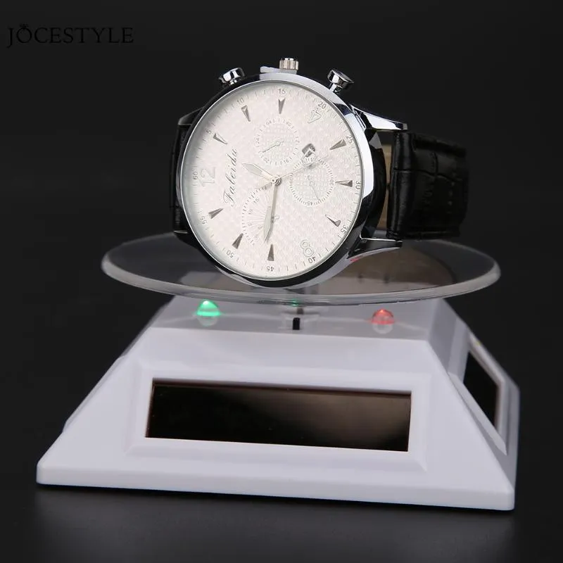 Clock Watch Parts Accessories 3 Color LED Solar Light Showcase 360 Turntable Watch Rotating Display Stand Tools181S
