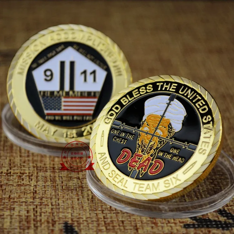 DHL送料無料、50ピース/ロット神の祝福アメリカと海軍シールチーム6月1日2011年5月1日チャレンジコイン