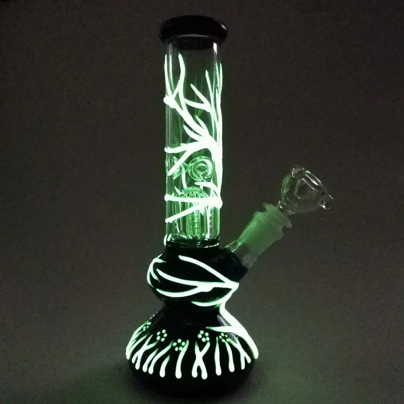 Grow In Dark Narghilè Bong in vetro Dab Rig 18,8 mm Tubi acqua da fumo congiunti UV Bong GID01