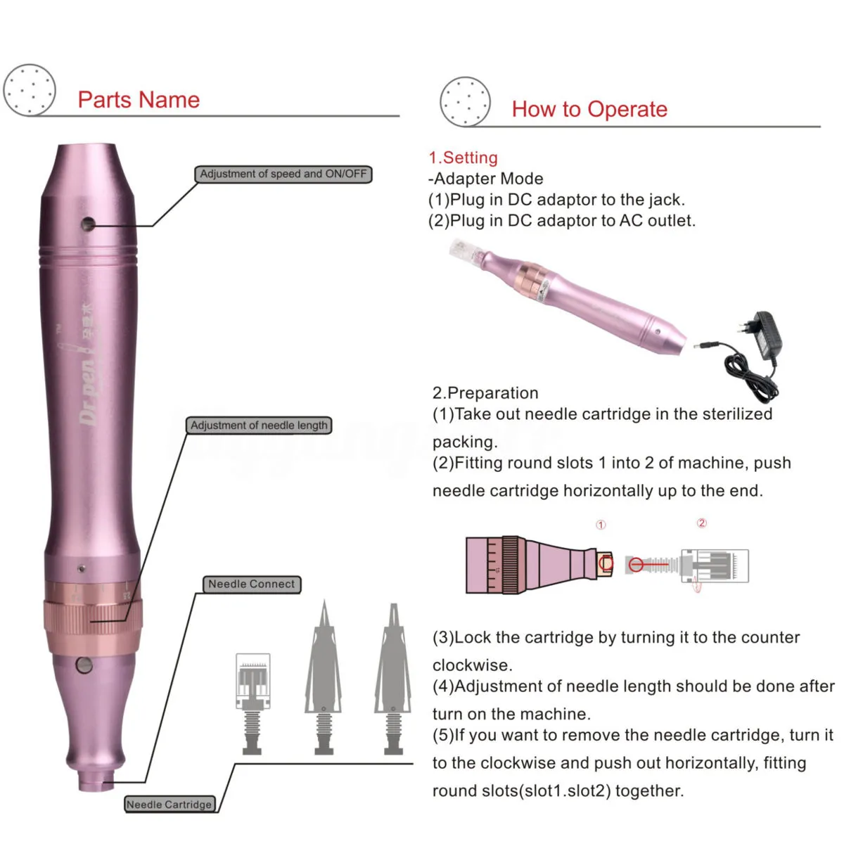 Dr Pen M5-C/M7-C Auto Microneedle System Anti-aging Adjustable Needle Lengths 0.25mm-2.5mm Electric Dermapen Stamp