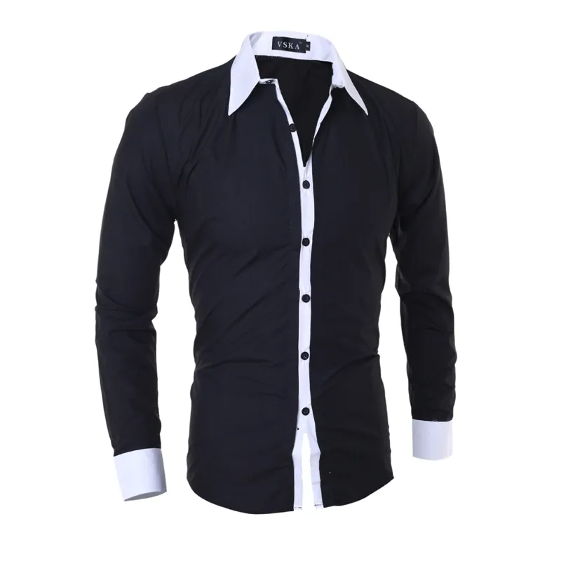 Markyi Casual Gömlek 2020 Yeni Marka Çizgili Yama Uzun Kollu Erkek Elbise Gömlek Artı Boyutu 2XL