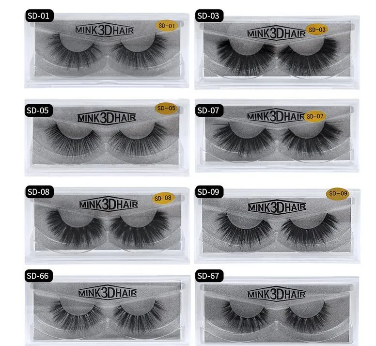 11 styles Selling 100% Real Siberian 3D Full Strip False Eyelash Long Individual Eyelashes Lashes Extension