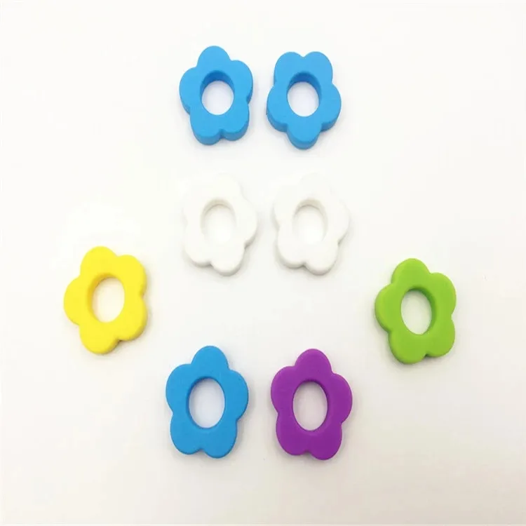 Silicone Fleur Pendentif Collier Dentition pour Bébé Safe Silicone Dentition Collier Fleur Anneau Pendentif DIY Chewelry Perles Bijoux D'allaitement