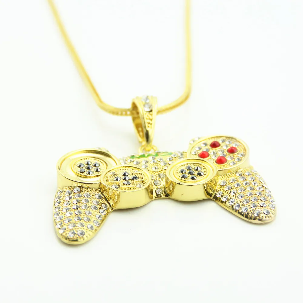 Hip Hop Game Machine Handle Pendant Mens Full Crystal Heavy Necklace Fashion Iced Out Game controller9896631
