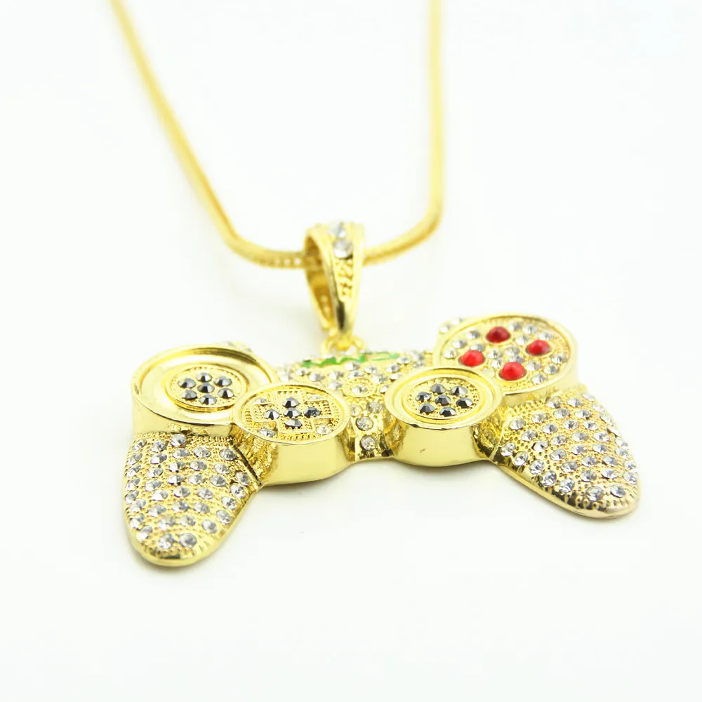 Hip Hop Game Machine Handle Pendant Mens Full Crystal Heavy Necklace Fashion Iced Out Game Controller8147442