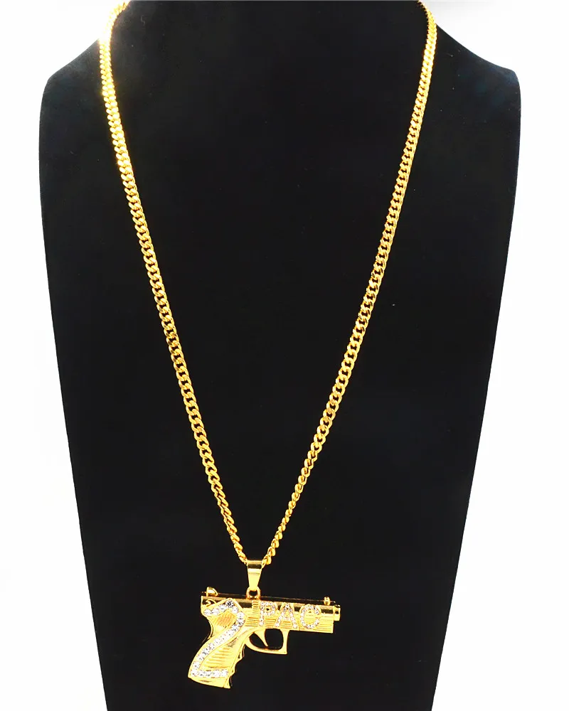 Uodesign Hip Hop pistolet pendentif femmes hommes bijoux en gros kolye couleur or pistolet collier avec Hiphop Chain2582754