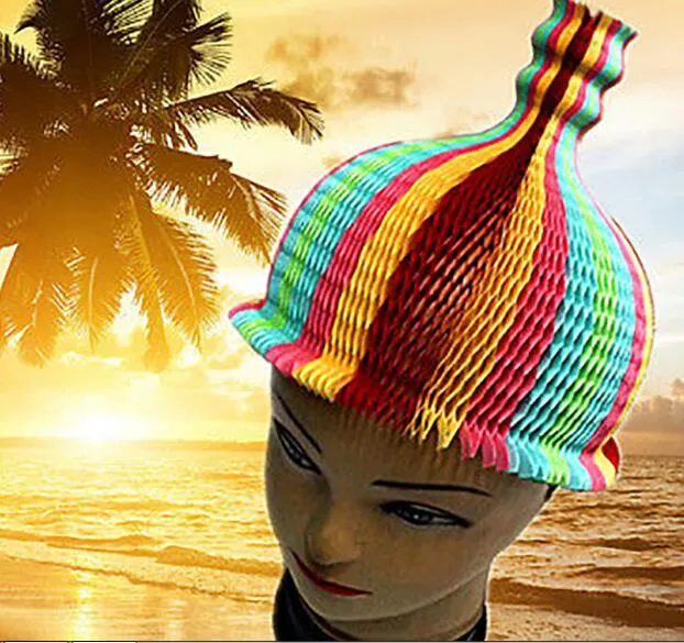 マジック花瓶の帽子パーティーの装飾の手作りの折りたたみ帽子面白い紙キャップ旅行太陽の帽子Colourful8871381