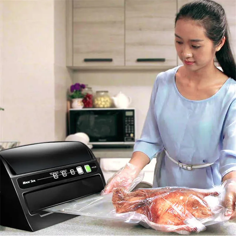 Hushållsautomatisk vakuumförseglare Mat som håller färskt tätningsmaskin multifunktion för hem köksapparater