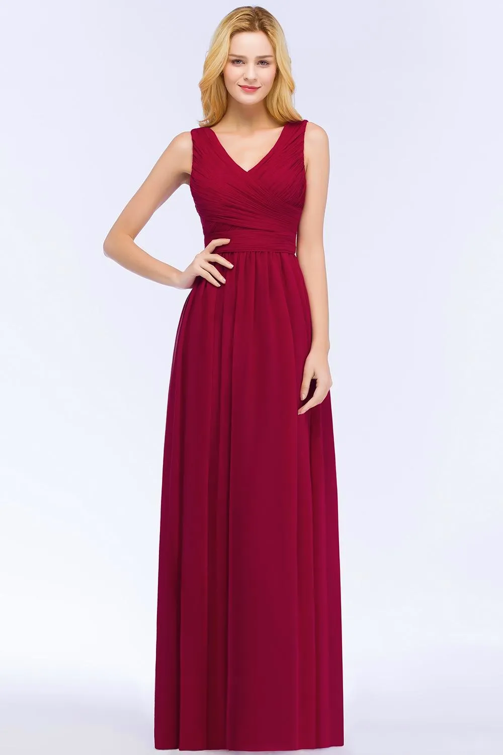 a line style wedding dresses Princess Style A-line V-neck Tulle Floor Length Wedding Dresses Lace Embroidery main image 1