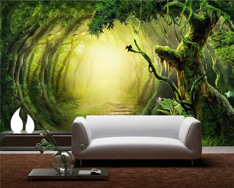 Trilha da floresta da fantasia 3D papel de parede arte papel de parede restaurante retro sofá pano de fundo 3d papel de parede mural 3d papel de parede decoração de casa