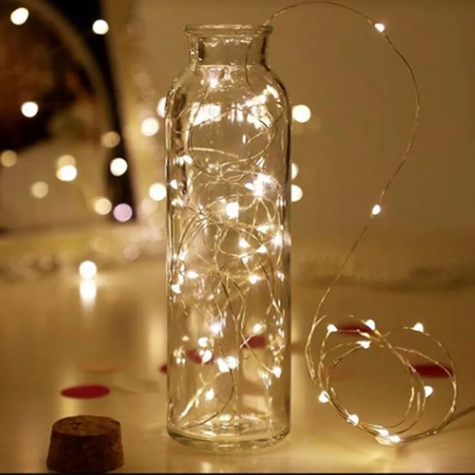 LED Vase string light Cork type waterproof button battery operated fairy lights for wedding party Home DIY decorations Warm white / White