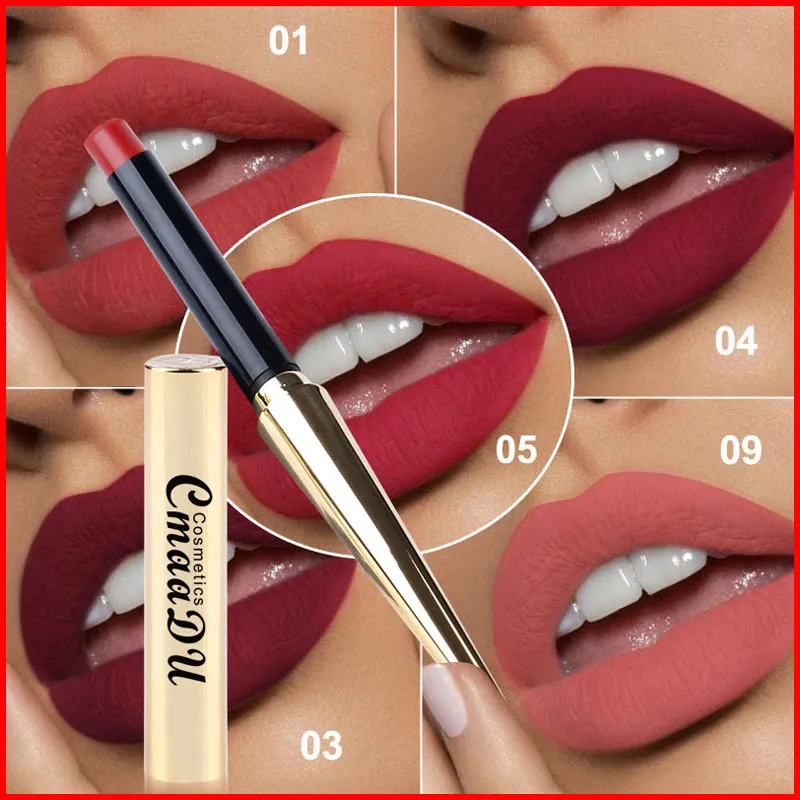 CmaaDu 12 Colors Matte Lipstick Lip Waterproof Makeup Lasting Lip Stick Maquiagem with Gold Bullet Shape Tube