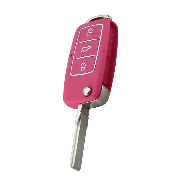 3 -knappbilsersättning Nyckelfri vikning av flip Key FOB Shell Case Cover Blade för VW Jetta Beetle med oklippt blad12299539628255