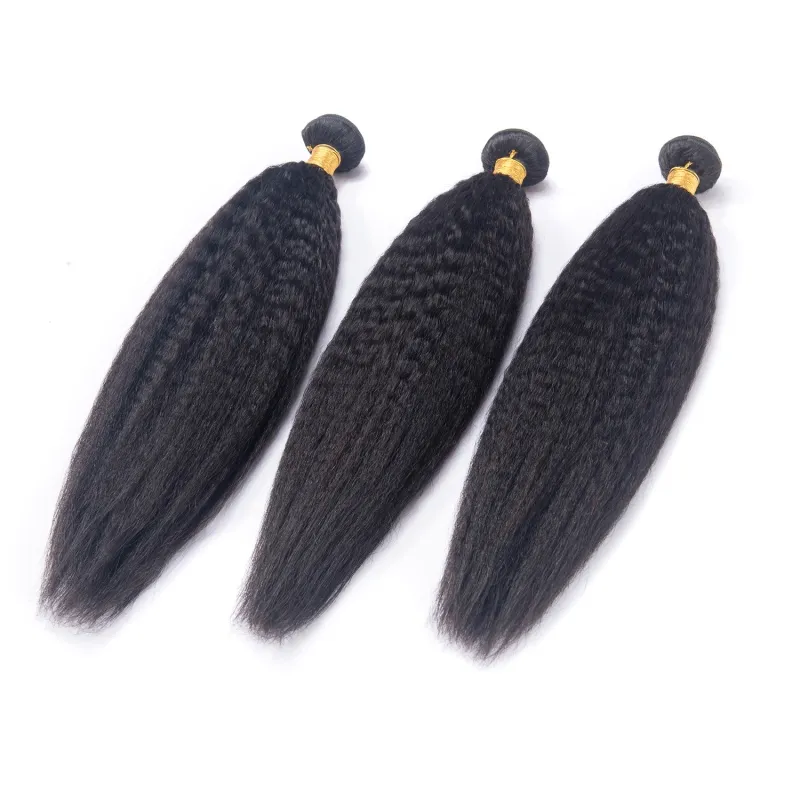 Peruvian Double Hair Wefts Weaves One Bundle Kinky Straight Yaki Straight 95-100g/piece Virgin Hair