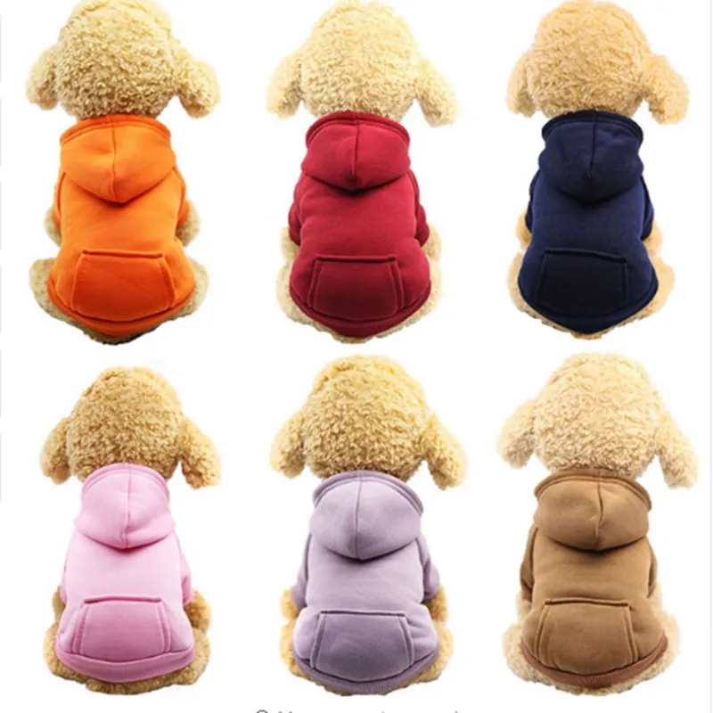 Vêtements pour animaux de compagnie Chien Chaud Sweats À Capuche Manteau Poche Vestes Chiot Pet Salopette Animaux Costume Petit Chien Costume Animaux Tenues Fournitures Pour Animaux 10pcs YW1508