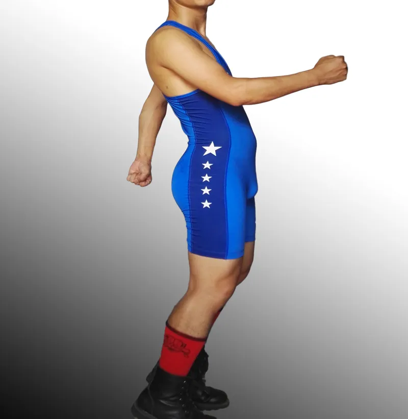 Badiace USA Star Tight Wrestling Singlet Gym Power Weight Lifting