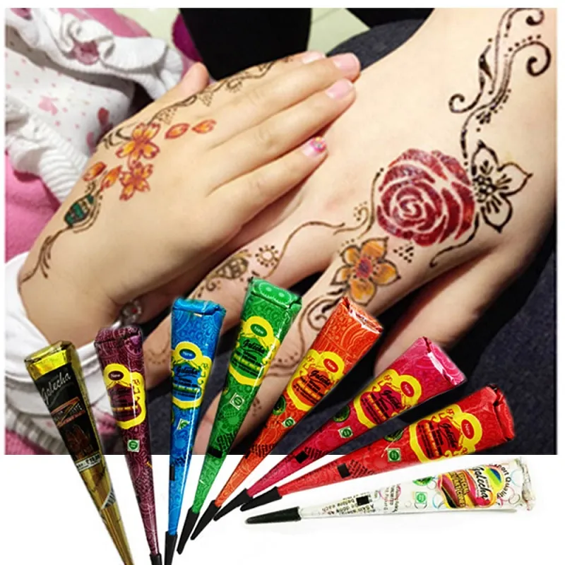 Henna Mehandi Kegel Hot Hand Body Art Verf Make-Up DIY Tekening Indian Henna Tattoo Plakken Kegel Waterdicht 25g