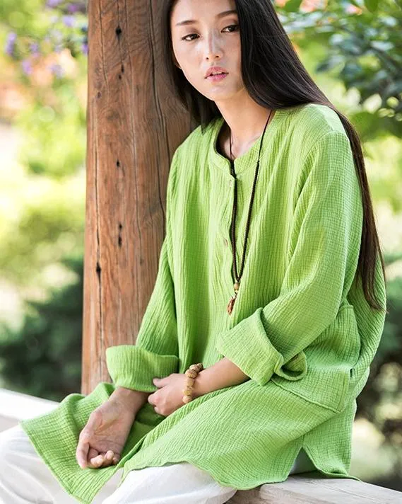 Chenjiagou Printemps et Automne Tai Chi vêtements de coton de mode de chanvre de style chemise de style chinois pratiquent des vêtements de Tai Chi