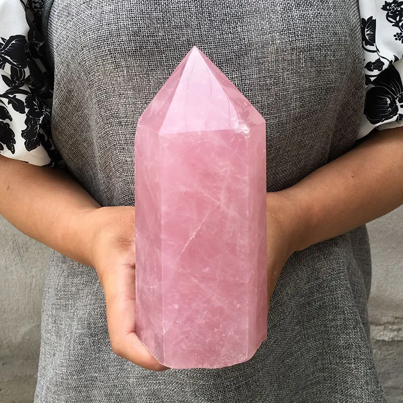 Grosses soldes! Baguette en cristal de quartz rose naturel de grande taille obélisque guérissant des pierres naturelles et des minéraux pour la décoration de la maison Livraison gratuite