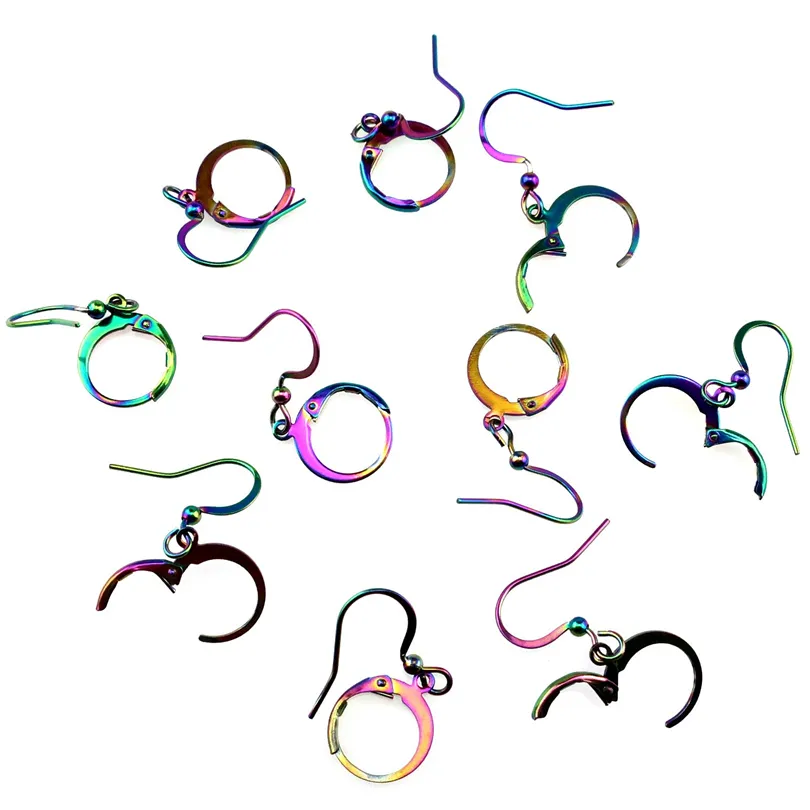 Ganci per orecchini color arcobaleno Chiusura a clip Accessori per gioielli in polsino dell'orecchio Acciaio inossidabile