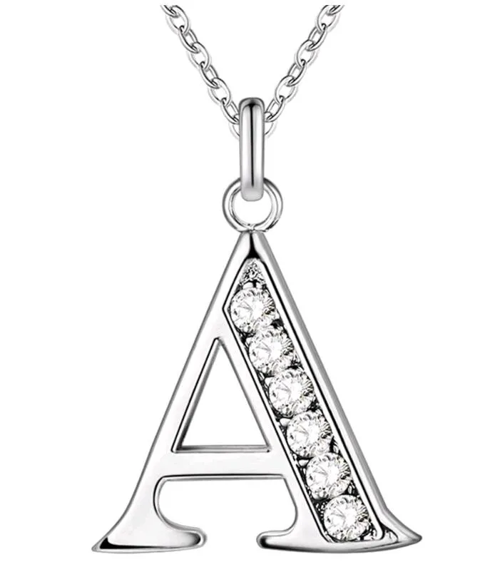 Bijoux fantaisie 925 argent plaqué lettre A à Z 26 caractères pendentif colliers Style européen pour les femmes