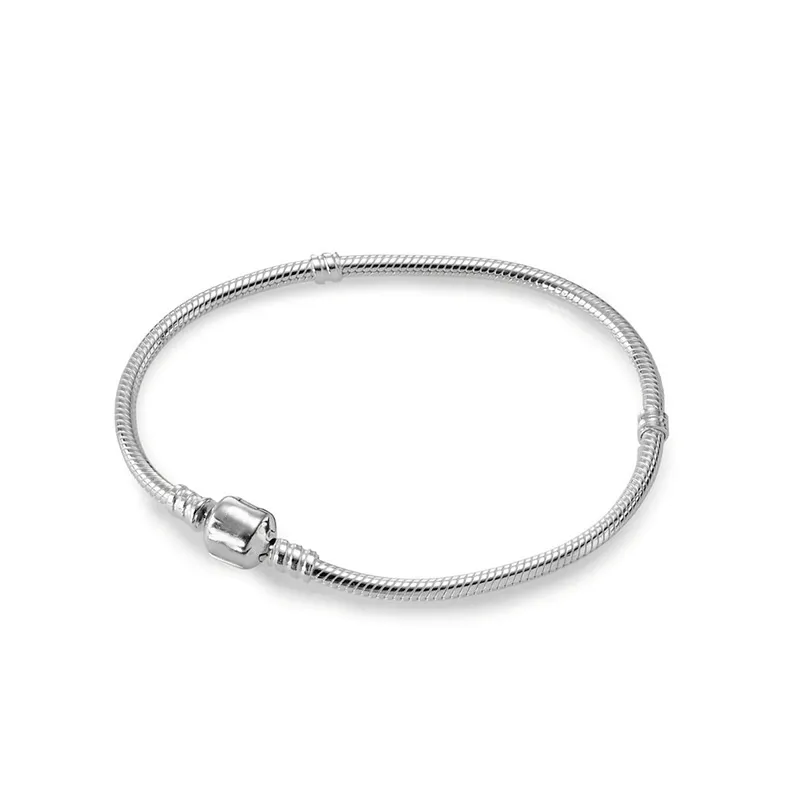 100% 925 bracelets en argent sterling avec la boîte originale de 3 mm Serpent chaîne Fit Pandora Charm Bracelet Perles Bijoux Femmes Hommes