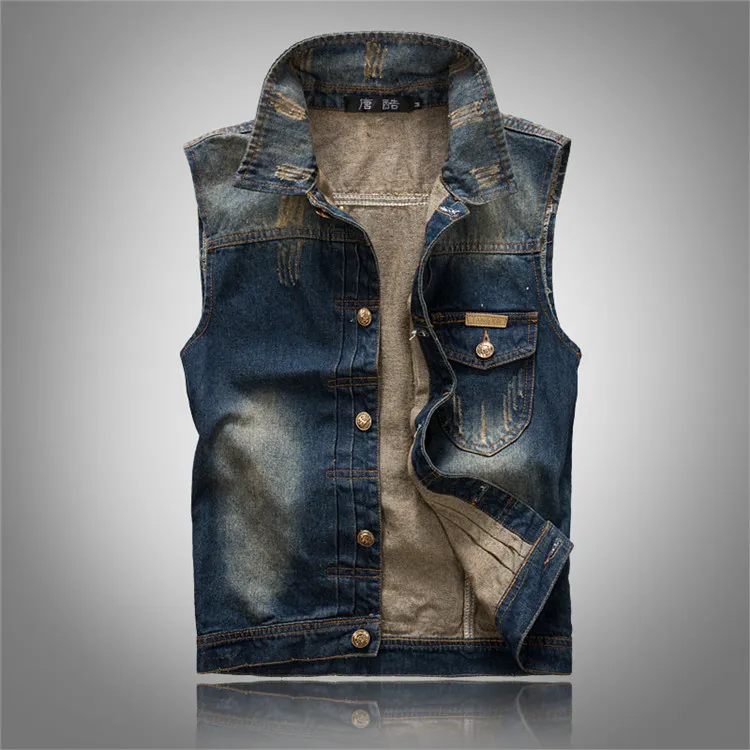 Biker Jeans Vest Tops 데님 재킷 민소매 캐쥬얼 패션 Waistcoats 남성 의류 고품질 M L XL XXL XXXL