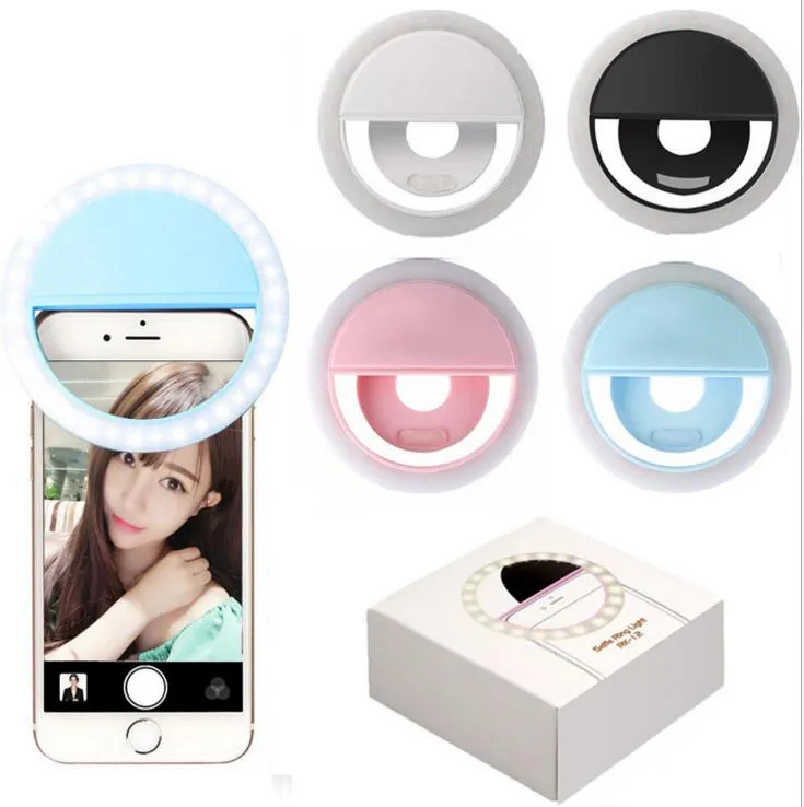 Selfie LED Fill Light Universal Portable LED Ring Fill Light Lamp Camera Photography Blinkar för iPhone Android Smart Phone