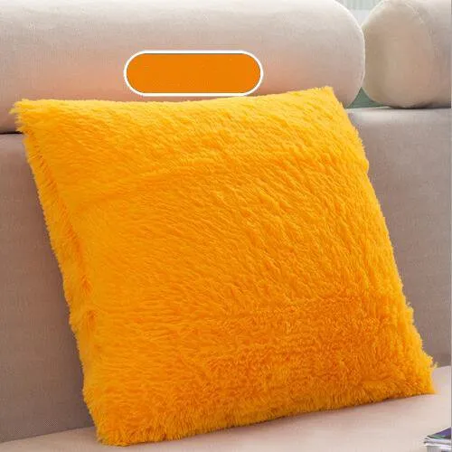 Taie d'oreiller en peluche brillante, housse de coussin de couleur unie, 12 couleurs, almofada, cojines d'hiver doux et chaud