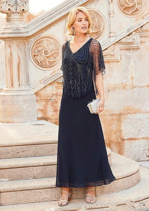white christmas dresses Classical Floor Length Long Sleeves Empire Waist Chiffon Evening Dress main image 1
