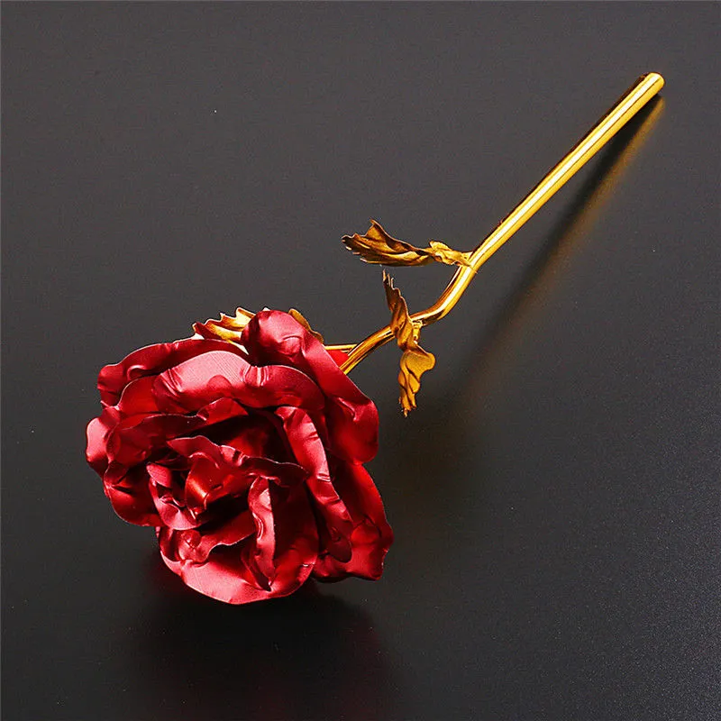 Rosa chapada en oro de 24 quilates a la moda, regalos creativos que duran para siempre, rosa para la boda del amante, Navidad, regalo del día de San Valentín, decoración del hogar, flor