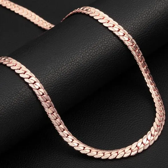 6 mm1832 pouces de luxe pour hommes bijoux pour femmes 18 kgp collier de chaîne plaquée en or rose pour hommes Chaînes Colliers Accessoires HIP HO3265721