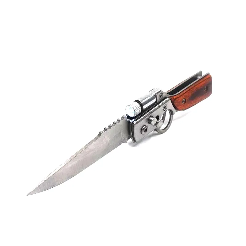 Liten AK47 Gun Knife Army Pocket Folding Kniv Taktisk Camping Utomhus EDC Tool Survival Knives Med LED-ljus