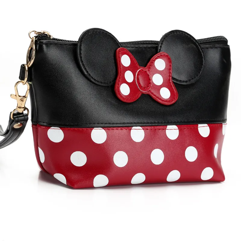 Hot sell Mouse cute clutch bag bowknot makeup bag cosmetic bag for travel makeup organizer and toiletry use