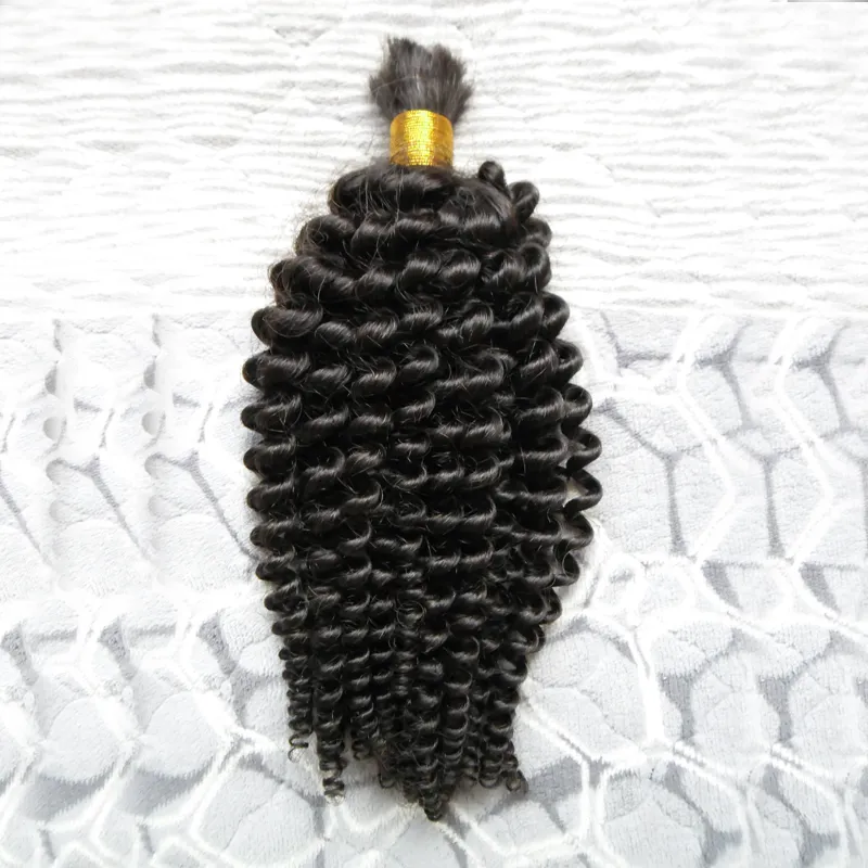 Wholesale Монгольский странный кудрявый афро вязание крючком оплетки Свободные вьющиеся волосы стиль 100 г человеческие плетеные волосы навалом вьющиеся 1 шт. Человеческие плетеные волосы
