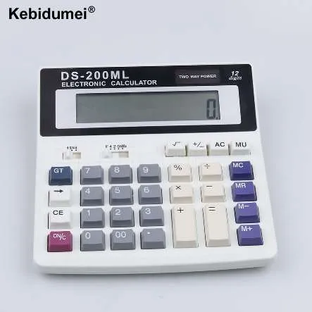 DS-200ML Office Användning Multi-Function Electronic Calculator Stora Keys Dual Power Computer 12 siffror räknar nummer