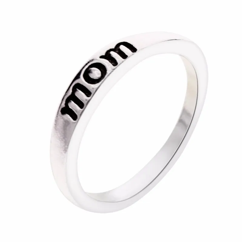 Fashion Sample Silver Color MOM Rings women Jewelry Femme Rings For Women Birthday Mother's Day Nice Gifts 5 Size Free Ship