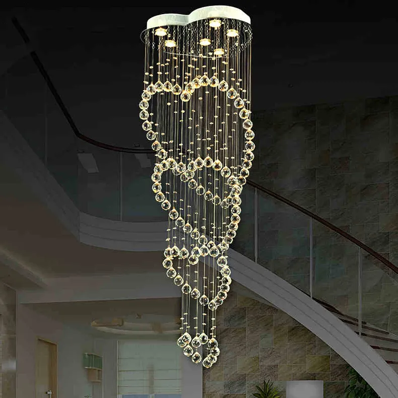 Nowoczesne Luksusowe LED Crystal Sufit Lights Heart Rain Drop Chandeliers K9 Crystals Ball Lampa Dia 19.7 * H74.6 cal