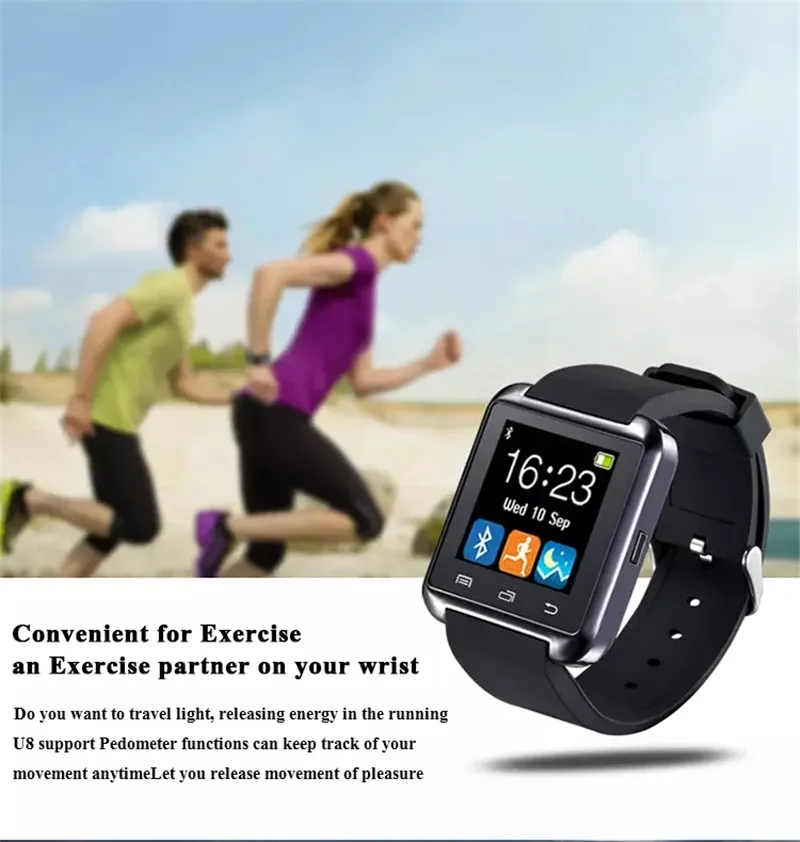 Meilleure qualité Bluetooth Smartwatch U8 U montre montre intelligente montres-bracelets pour Samsung HTC téléphone Android Smartphone dans une boîte-cadeau