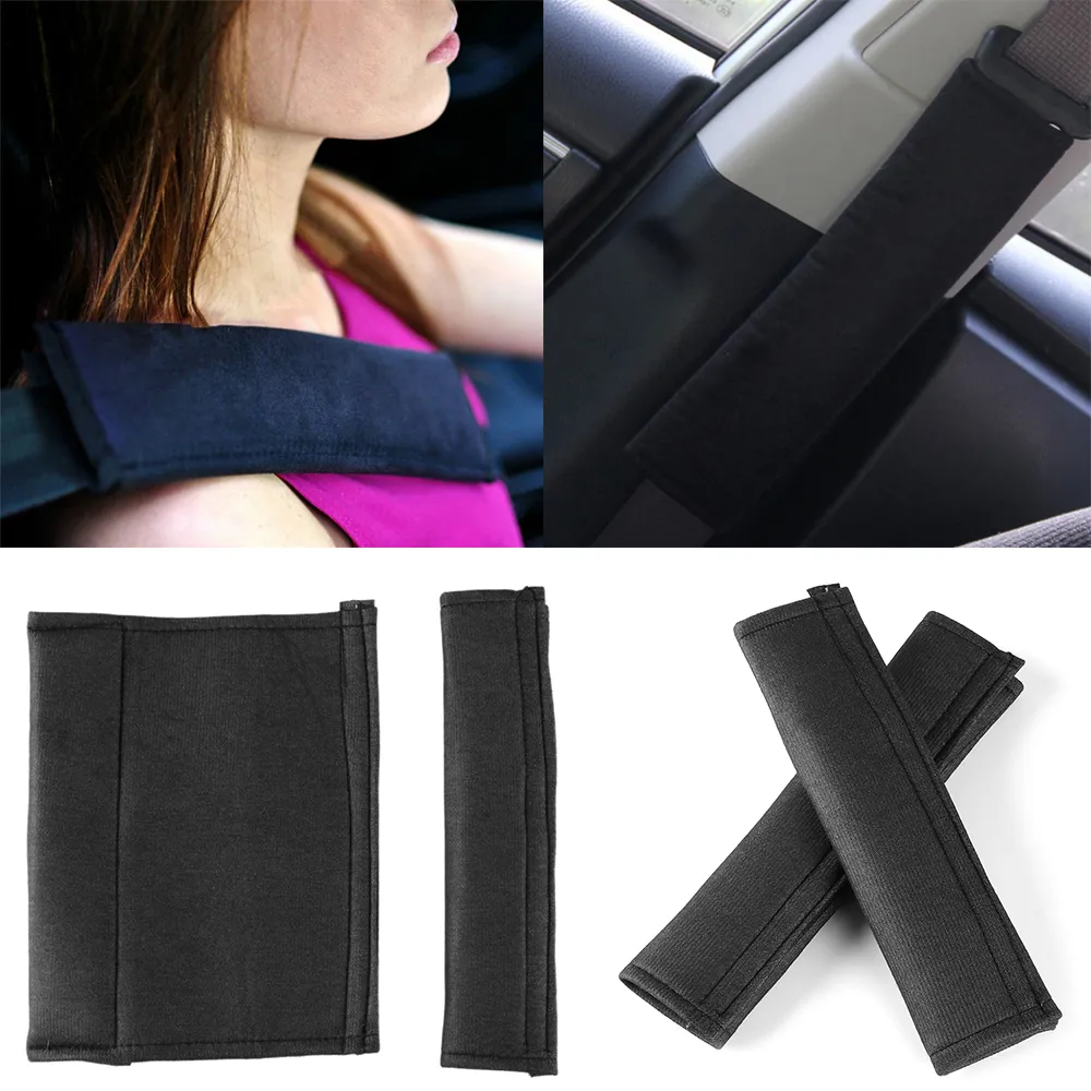 2-Pack Car Seat Belt Shoulder Pads – Comfortable Cushion Covers, Unisex Novelty Accessory (Black)